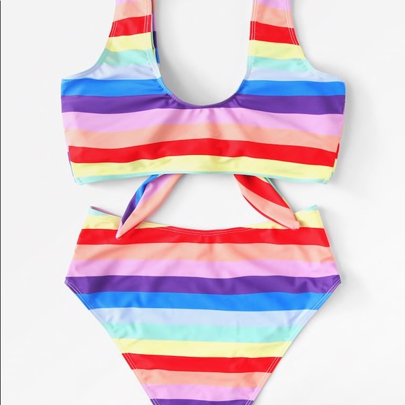 Rainbow stripe bikini bow colorful print - Picture 3 of 4
